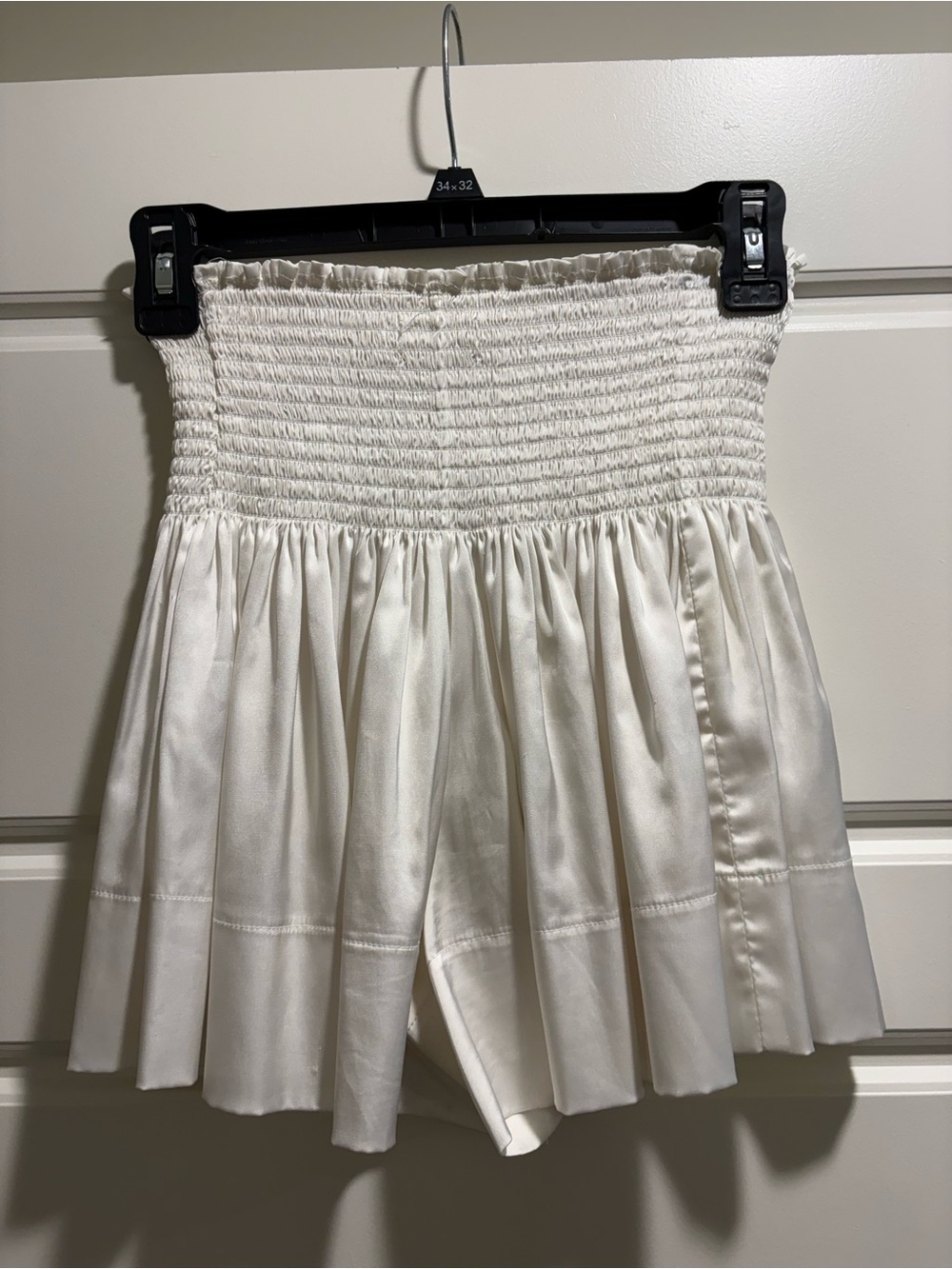 NATURAL LIFE Cream Smocked High-Waist Pleated Shorts